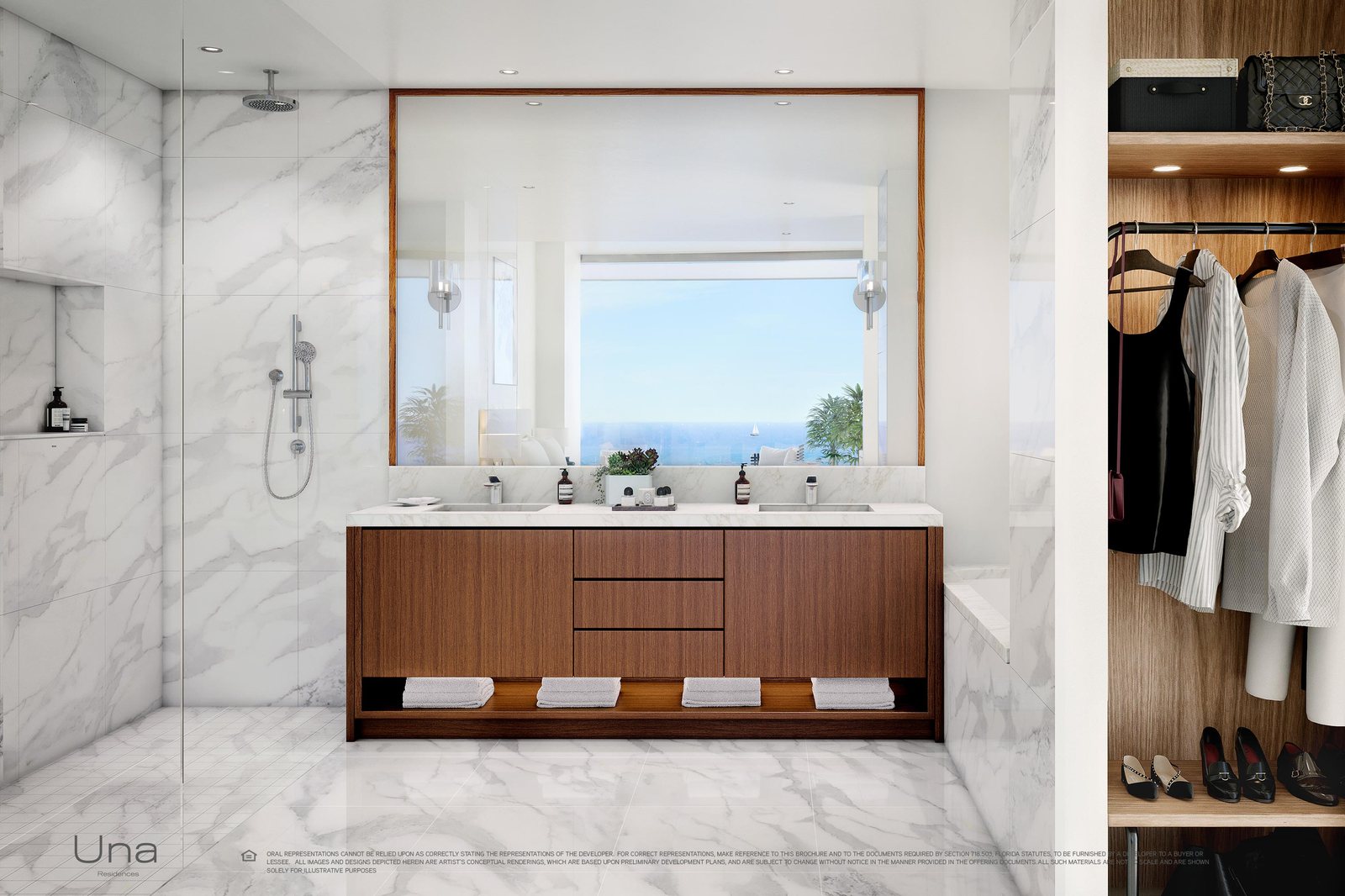 Una Residences, Bathroom and dressing area, developer rendering