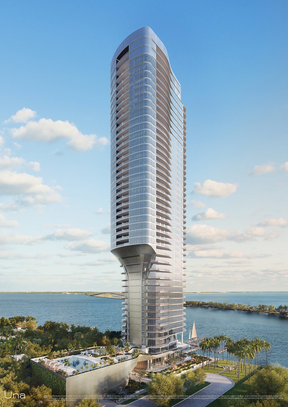 Una Residences, Tower looking toward Biscayne Bay, developer rendering