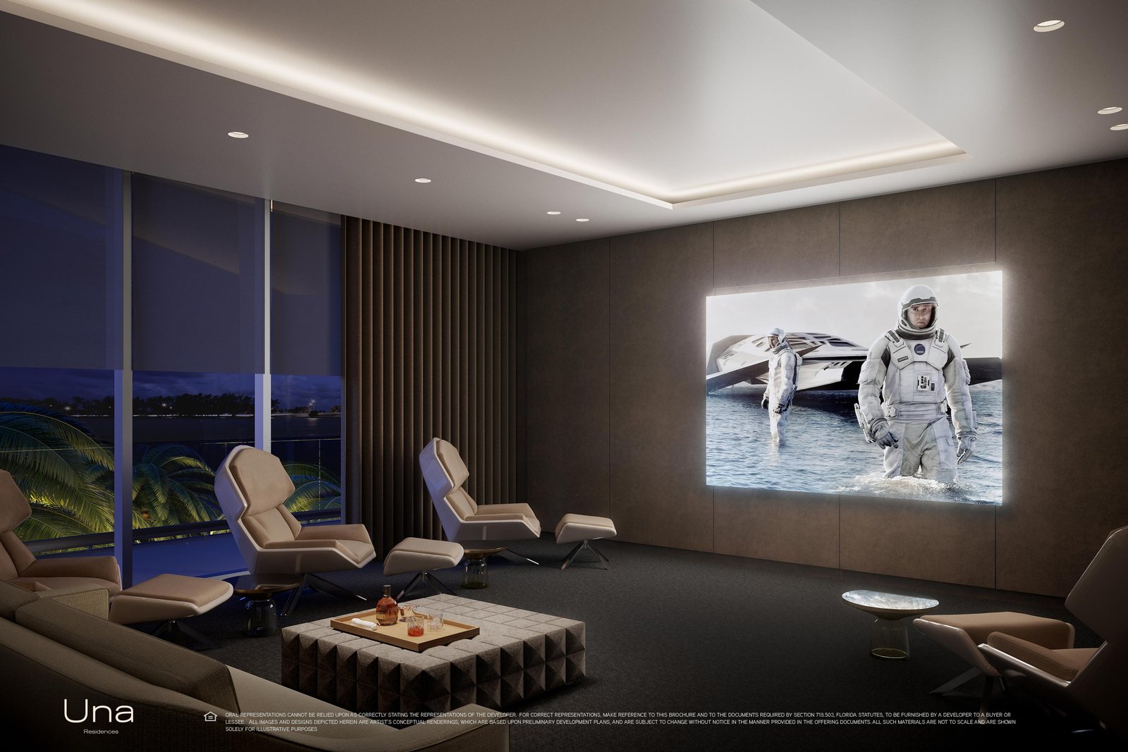 Una Residences, Private movie theater, developer rendering
