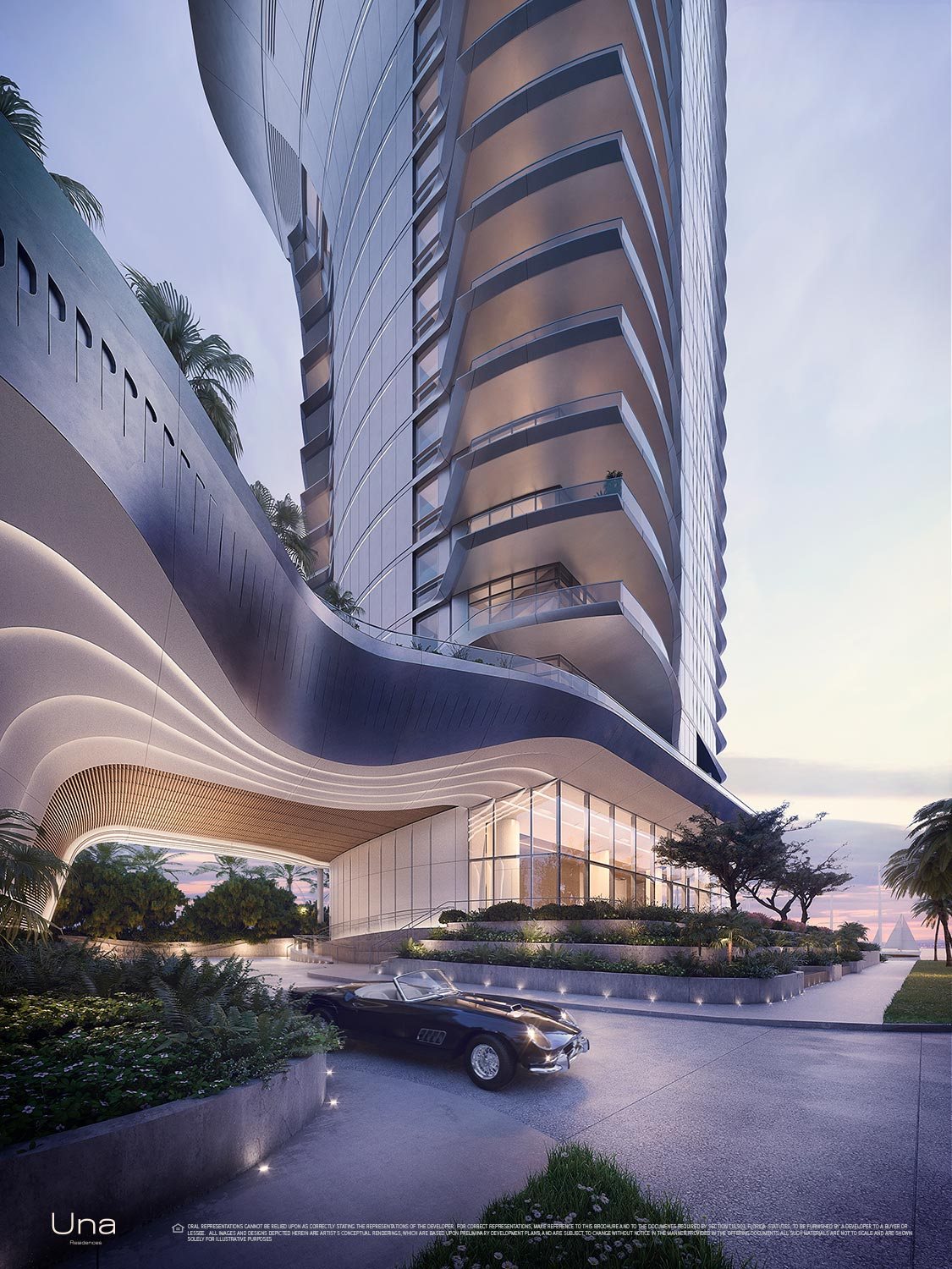 Una Residences, Porte cochere and arrival, developer rendering